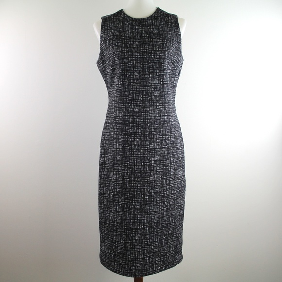 J. McLaughlin Barry Black White Molly Script Pattern Sleeveless Shift Dress M - Picture 1 of 7